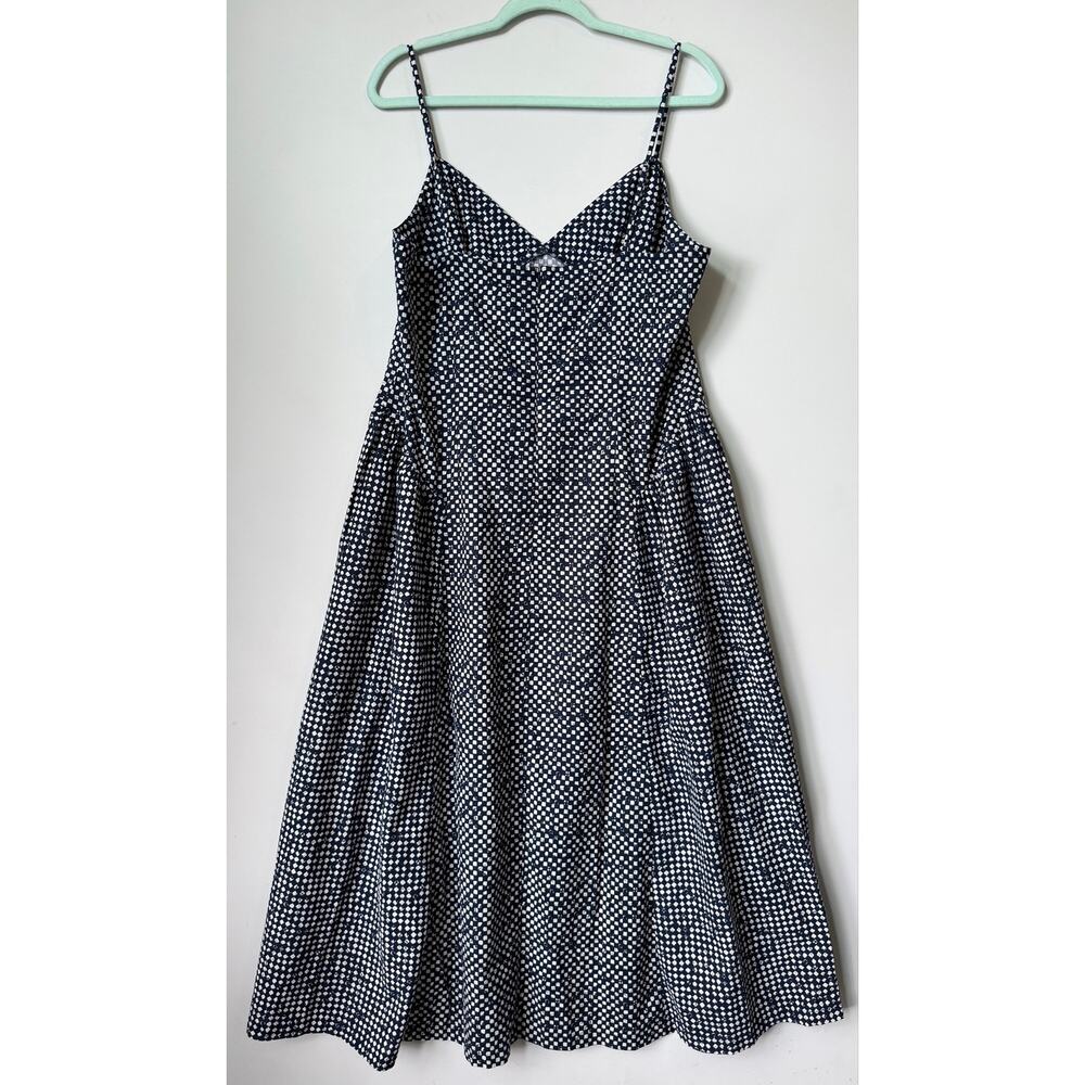 Madewell Drop-Waist Midi Dress in Shibori Checkerboard Print Size 16 NWT - Picture 7 of 10